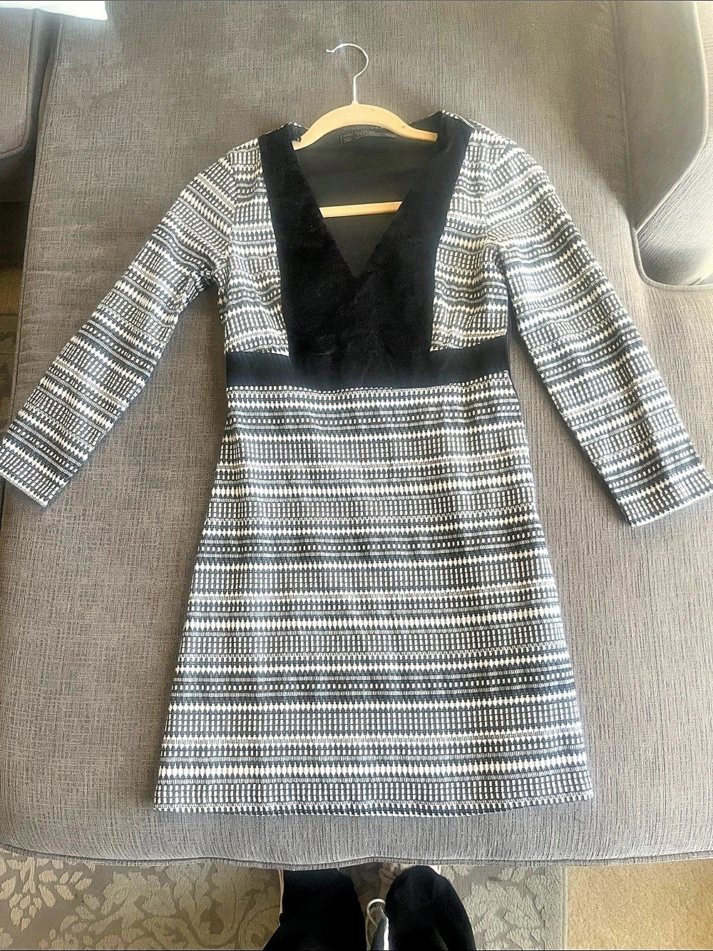 Zara Trafaluc Geometric Mini Dress in Black & White Size XS